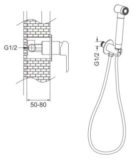 Гигиенический душ со смесителем Rose R2105F белый/хром
